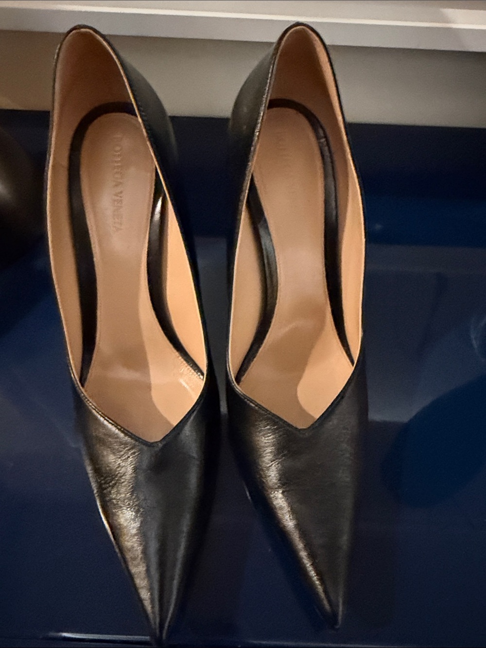 Bottega Veneta Black Pointed-Toe Leather Pumps